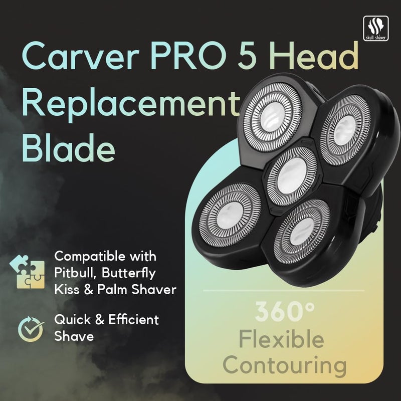 Skull Shaver Carver 5 Head Replacement Blade - Efficient Shave for Coarse Hair - Flexing Rotary Blades - Easy Maintenance - Fits Pitbull Shavers - Image 4
